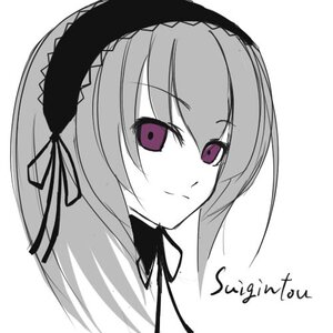 Rating: Safe Score: 0 Tags: 1girl closed_mouth hairband image lolita_hairband long_hair looking_at_viewer monochrome purple_eyes ribbon simple_background solo suigintou white_background User: admin