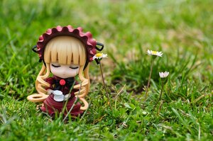 Rating: Safe Score: 0 Tags: 1girl blonde_hair bonnet bow bug butterfly closed_eyes doll dress flower hat insect long_hair shinku solo User: admin