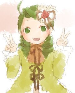 Rating: Safe Score: 0 Tags: 1girl :d double_v dress flower green_eyes green_hair hair_ornament image kanaria long_sleeves looking_at_viewer open_mouth ribbon smile solo upper_body v v_over_eye w yellow_dress User: admin