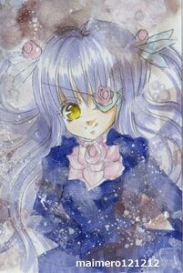 Rating: Safe Score: 0 Tags: 1girl bangs barasuishou bow dress eyepatch flower hair_ornament image long_hair long_sleeves pink_flower rose solo traditional_media two_side_up yellow_eyes User: admin