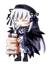 Rating: Safe Score: 0 Tags: 1girl >_< blush chibi closed_eyes image long_hair long_sleeves silver_hair simple_background solo suigintou white_background User: admin