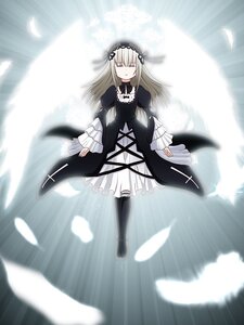 Rating: Safe Score: 0 Tags: 1girl angel_wings bangs black_dress black_feathers black_footwear black_legwear black_ribbon black_wings closed_eyes closed_mouth dress eyebrows_visible_through_hair feathered_wings feathers flower frills full_body hairband image juliet_sleeves lolita_fashion long_hair long_sleeves pantyhose puffy_sleeves ribbon solo standing suigintou very_long_hair white_feathers white_wings wide_sleeves wings User: admin