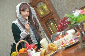 Rating: Safe Score: 0 Tags: basket blurry brown_hair cake depth_of_field flower food fruit grapes indoors knife pastry realistic solo strawberry suiseiseki table User: admin