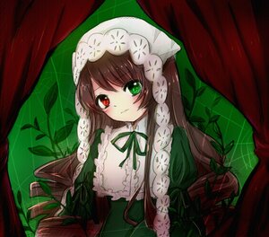 Rating: Safe Score: 0 Tags: 1girl auto_tagged brown_hair curtains dress frills green_dress green_eyes hat heterochromia image long_hair long_sleeves looking_at_viewer red_eyes ribbon solo suiseiseki very_long_hair User: admin