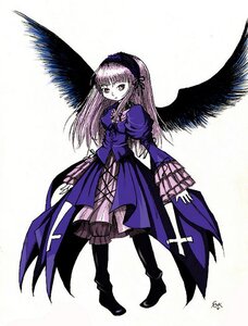 Rating: Safe Score: 0 Tags: 1girl black_wings boots dress feathered_wings frills full_body hairband image long_hair long_sleeves looking_at_viewer pink_eyes simple_background solo standing suigintou very_long_hair white_background wings User: admin