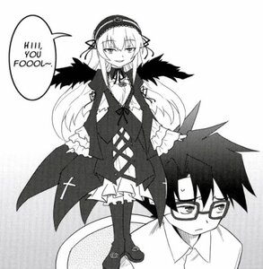 Rating: Safe Score: 0 Tags: 1boy 1girl boots dress frills glasses greyscale hairband image long_hair long_sleeves monochrome ribbon solo suigintou very_long_hair wings User: admin