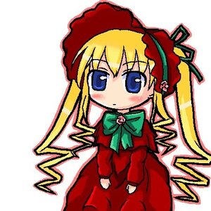 Rating: Safe Score: 0 Tags: 1girl blonde_hair blue_eyes blush bonnet bow bowtie cowboy_shot dress full_body green_bow green_neckwear image long_hair long_sleeves looking_at_viewer red_dress shinku simple_background solo standing white_background User: admin