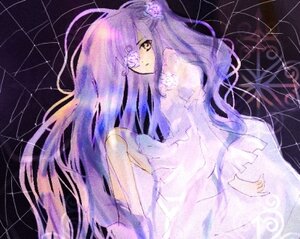 Rating: Safe Score: 0 Tags: 1girl dress flower hair_ornament hair_over_one_eye image kirakishou long_hair purple_hair silk solo spider_web very_long_hair yellow_eyes User: admin