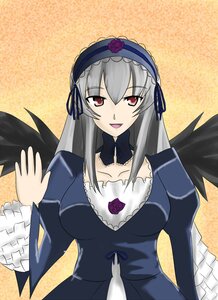 Rating: Safe Score: 0 Tags: 1girl black_wings breasts detached_collar dress flower frilled_sleeves frills hairband image juliet_sleeves long_hair long_sleeves looking_at_viewer open_mouth puffy_sleeves red_eyes rose silver_hair solo suigintou upper_body wings User: admin