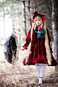 Rating: Safe Score: 0 Tags: 1girl blonde_hair blurry bonnet bow depth_of_field dress flower long_hair long_sleeves photo red_dress rose shinku solo twintails white_legwear User: admin