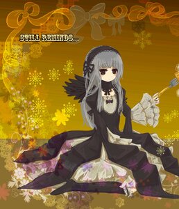 Rating: Safe Score: 0 Tags: 1girl black_dress black_wings dress floral_print flower frills hairband image long_hair long_sleeves looking_at_viewer ribbon rose silver_hair sitting solo suigintou wings User: admin