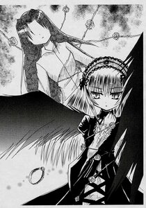 Rating: Safe Score: 0 Tags: 2girls blush doujinshi doujinshi_#67 dress flower greyscale hairband image lolita_hairband long_hair long_sleeves monochrome multiple multiple_girls suigintou wings User: admin