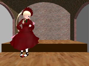 Rating: Safe Score: 0 Tags: 1girl blonde_hair blue_eyes blush bonnet bow bowtie dress flower image long_hair long_sleeves looking_at_viewer one_eye_closed pantyhose red_dress shinku solo standing twintails User: admin