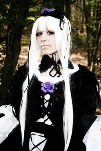 Rating: Safe Score: 0 Tags: 1girl bangs dress flower gothic_lolita hairband lolita_fashion long_hair looking_at_viewer purple_eyes rose solo suigintou white_hair User: admin