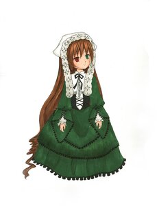 Rating: Safe Score: 0 Tags: 1girl brown_hair dress frills green_dress green_eyes heterochromia image long_hair long_sleeves looking_at_viewer red_eyes simple_background smile solo suiseiseki very_long_hair white_background User: admin