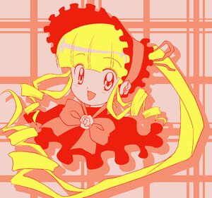 Rating: Safe Score: 0 Tags: 1990s_(style) 1girl :d bangs blonde_hair bonnet bow dress drill_hair flower image long_hair long_sleeves open_mouth rose shinku smile solo twin_drills twintails upper_body User: admin