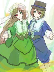 Rating: Safe Score: 0 Tags: 2girls blue_dress brown_hair dress frills green_dress green_eyes hat head_scarf heterochromia image long_hair long_sleeves looking_at_viewer multiple_girls pair red_eyes short_hair siblings sisters smile souseiseki suiseiseki top_hat twins very_long_hair User: admin