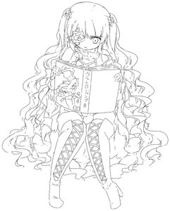 Rating: Safe Score: 0 Tags: 1girl book boots dress eyepatch flower full_body greyscale image kirakishou long_hair looking_at_viewer monochrome open_book sitting smile solo striped two_side_up very_long_hair wavy_hair User: admin