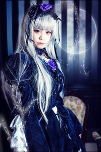 Rating: Safe Score: 0 Tags: 1girl bangs choker dress flower frills hair_ornament lips long_hair looking_at_viewer purple_eyes solo suigintou white_hair User: admin