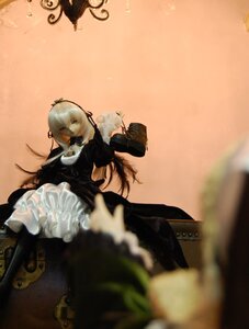 Rating: Safe Score: 0 Tags: black_dress blurry blurry_foreground depth_of_field doll dress flower frills long_hair motion_blur multiple_girls sitting solo suigintou sunset User: admin