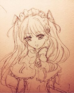 Rating: Safe Score: 0 Tags: 1girl dress frills image long_hair looking_at_viewer maid_headdress monochrome shinku sketch solo traditional_media User: admin