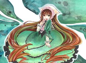 Rating: Safe Score: 0 Tags: 1girl brown_hair dress frills green_dress green_eyes heterochromia image long_hair long_sleeves looking_at_viewer marker_(medium) red_eyes smile solo suiseiseki traditional_media very_long_hair watercolor_(medium) User: admin