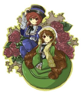 Rating: Safe Score: 0 Tags: 2girls brown_hair dress flower green_dress green_eyes hat heterochromia image long_hair long_sleeves multiple_girls pair pink_flower pink_rose purple_rose red_eyes red_flower red_rose rose short_hair siblings sisters smile souseiseki suiseiseki top_hat twins very_long_hair watering_can User: admin