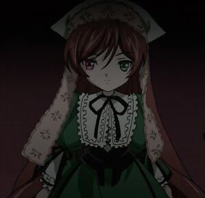 Rating: Safe Score: 0 Tags: 1girl brown_hair dress expressionless frills green_dress green_eyes heterochromia image long_hair long_sleeves looking_at_viewer red_eyes ribbon simple_background solo suiseiseki very_long_hair User: admin