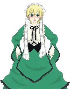 Rating: Safe Score: 0 Tags: 1boy auto_tagged blonde_hair blush dress frills green_dress green_eyes hat image long_sleeves open_mouth ribbon solo suiseiseki User: admin