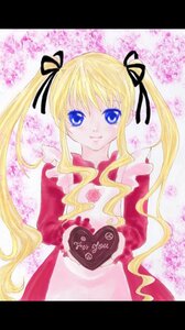 Rating: Safe Score: 0 Tags: 1girl blonde_hair blue_eyes box chocolate chocolate_heart food hair_ribbon heart heart-shaped_box image incoming_gift letterboxed long_hair looking_at_viewer ribbon shinku smile solo twintails valentine User: admin