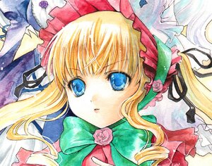 Rating: Safe Score: 0 Tags: 1girl blonde_hair blue_eyes bonnet bow drill_hair flower frills hat image long_hair looking_at_viewer marker_(medium) millipen_(medium) pastel_(medium) pink_flower pink_rose red_flower red_rose rose shinku solo traditional_media twin_drills twintails watercolor_(medium) User: admin