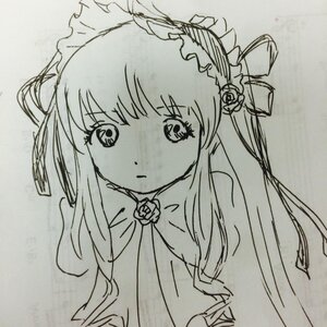 Rating: Safe Score: 0 Tags: 1girl bangs blush eyebrows_visible_through_hair flower hair_ornament image long_hair looking_at_viewer monochrome photo rose shinku simple_background solo traditional_media twintails upper_body User: admin