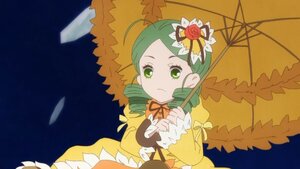 Rating: Safe Score: 0 Tags: 1girl drill_hair flower green_eyes green_hair hair_ornament holding_umbrella image kanaria long_sleeves parasol rose solo twin_drills twintails umbrella User: admin