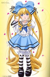 Rating: Safe Score: 0 Tags: 1girl blonde_hair blue_eyes bow dress drill_hair frills full_body hair_bow heart image long_hair pantyhose petals ribbon rose_petals shinku shoes solo striped striped_legwear twin_drills twintails very_long_hair watermark yellow_background User: admin