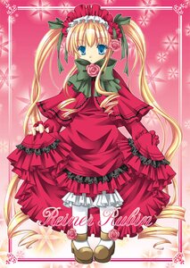 Rating: Safe Score: 0 Tags: 1girl blonde_hair blue_eyes bonnet bow bowtie dress flower full_body green_bow image long_hair long_sleeves looking_at_viewer pantyhose pink_flower pink_rose red_dress rose shinku shoes solo twintails very_long_hair User: admin