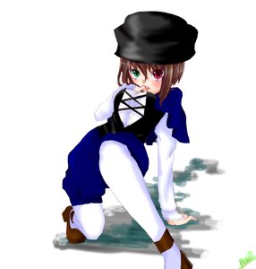 Rating: Safe Score: 0 Tags: 1girl blue_dress blush brown_hair full_body green_eyes hat heterochromia image long_sleeves looking_at_viewer pantyhose red_eyes shoes short_hair solo souseiseki white_legwear User: admin