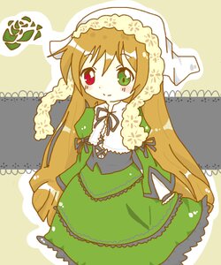 Rating: Safe Score: 0 Tags: 1girl brown_hair dress frills green_dress green_eyes head_scarf heterochromia image long_hair long_sleeves looking_at_viewer red_eyes ribbon smile solo suiseiseki very_long_hair User: admin