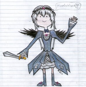 Rating: Safe Score: 0 Tags: 1girl black_wings dress flower hairband image smile solo suigintou traditional_media weapon wings User: admin