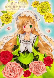 Rating: Safe Score: 0 Tags: 1girl black_rose blonde_hair blue_rose dress flower green_dress green_eyes green_flower heterochromia image long_hair marker_(medium) orange_flower pastel_(medium) petals pink_flower pink_rose purple_rose red_eyes red_flower red_rose rose rose_petals smile solo suiseiseki thorns traditional_media watercolor_(medium) white_rose yellow_flower yellow_rose User: admin