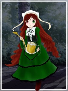 Rating: Safe Score: 0 Tags: 1girl brown_hair dress frills full_body green_dress green_eyes head_scarf heterochromia holding image long_hair long_sleeves looking_at_viewer nature outdoors red_eyes solo standing suiseiseki tree twintails very_long_hair water watering_can User: admin