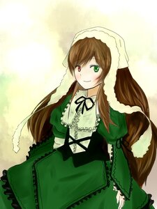 Rating: Safe Score: 0 Tags: 1girl brown_hair dress frills green_dress green_eyes heterochromia image long_hair long_sleeves looking_at_viewer red_eyes simple_background smile solo suiseiseki very_long_hair User: admin