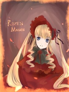 Rating: Safe Score: 0 Tags: 1girl blonde_hair blue_eyes blush bonnet bow bowtie capelet dress flower image long_hair long_sleeves looking_at_viewer petals red_dress rose shinku solo twintails very_long_hair User: admin