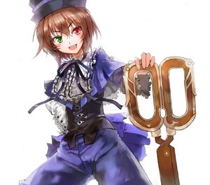 Rating: Safe Score: 0 Tags: 1girl :d brown_hair commentary_request frills green_eyes hat heterochromia image long_sleeves looking_at_viewer open_mouth pants red_eyes ribbon rozen_maiden scissors short_hair smile solo souseiseki top_hat ultimate_asuka User: admin