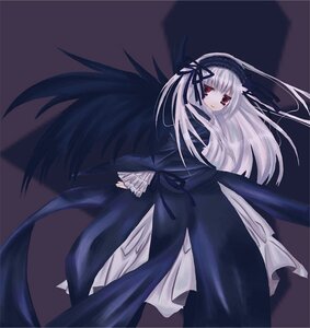 Rating: Safe Score: 0 Tags: 1girl artist_request bangs black_dress black_ribbon black_wings closed_mouth dress floating_hair flower frilled_sleeves frills hairband image lolita_hairband long_hair long_sleeves looking_at_viewer looking_back red_eyes ribbon rose rozen_maiden simple_background solo standing suigintou very_long_hair wings User: admin