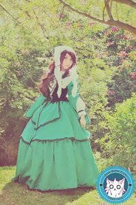 Rating: Safe Score: 0 Tags: 1girl blue_dress brown_hair closed_eyes dress grass green_dress long_sleeves outdoors solo standing suiseiseki tree User: admin