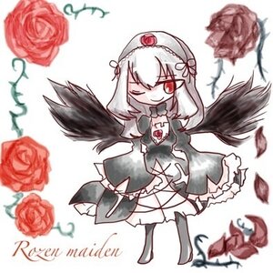 Rating: Safe Score: 0 Tags: 1girl ;) black_wings dress feathers flower frills hairband image long_hair long_sleeves one_eye_closed pink_flower pink_rose purple_rose red_eyes red_flower red_rose rose rose_petals smile solo suigintou thorns white_background wings User: admin