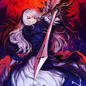 Rating: Safe Score: 0 Tags: 1girl dress flower frills hairband holding image long_hair long_sleeves moon red_eyes solo suigintou weapon white_hair User: admin