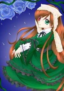 Rating: Safe Score: 0 Tags: 1girl blue_flower blue_rose brown_hair dress flower frills green_dress green_eyes hat heterochromia image long_hair long_sleeves looking_at_viewer red_eyes rose solo suiseiseki very_long_hair watering_can User: admin