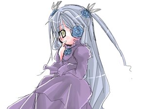 Rating: Safe Score: 0 Tags: 1girl barasuishou blue_flower blue_rose blush bow cowboy_shot dress flower hair_flower image long_hair long_sleeves looking_at_viewer purple_dress rose silver_hair simple_background solo very_long_hair white_background yellow_eyes User: admin