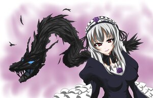 Rating: Safe Score: 0 Tags: 1girl black_dress black_wings dress feathers flower frills hairband image juliet_sleeves long_hair long_sleeves looking_at_viewer red_eyes rose silver_hair solo suigintou wings User: admin